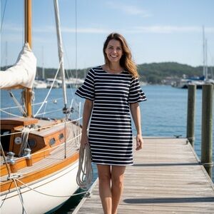 J. Crew Navy and White Striped Dress